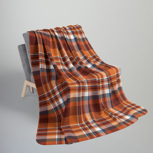 Autumn Blue Plaid Fleece Sherpa Blanket
