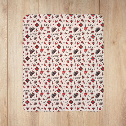 Tattoo Love Valentine’s Day Peach Fleece Sherpa Blanket