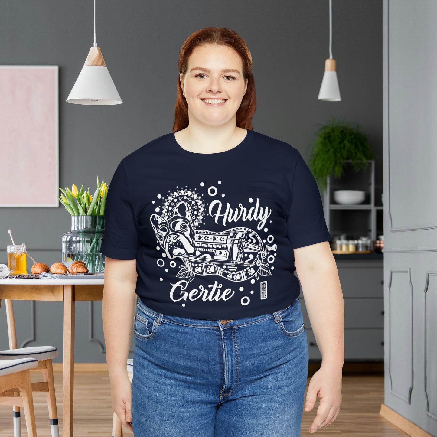 Hurdy Gertie Tee, Frenchton Dog Line Art Shirt