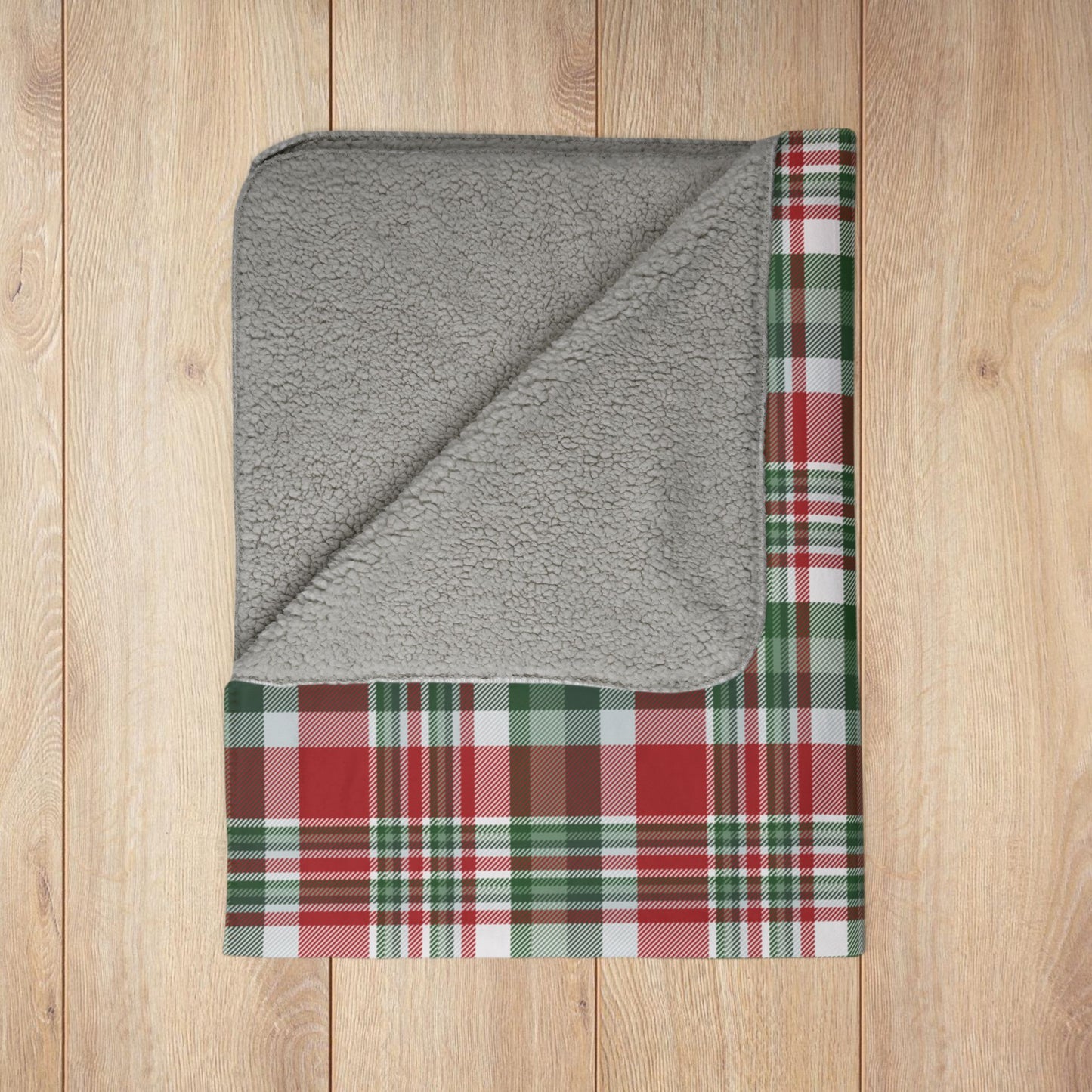 Christmas Red & Green Plaid Fleece Sherpa Blanket