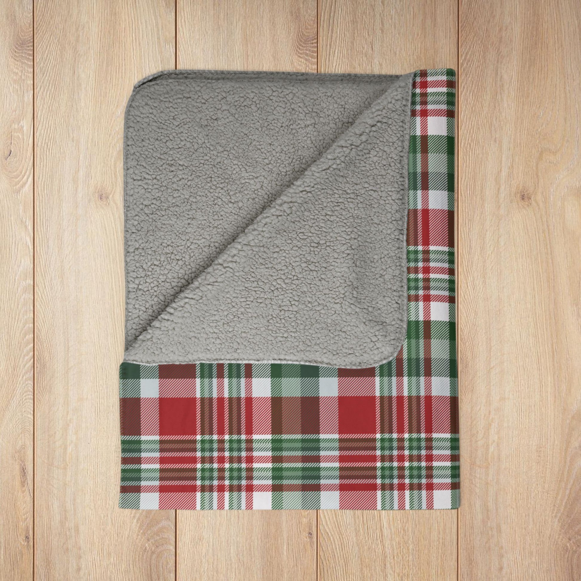 Christmas Red & Green Plaid Fleece Sherpa Blanket