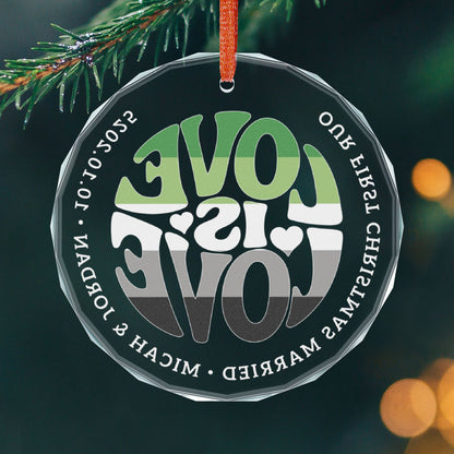 Custom Crystal Love is Love Aromantic Pride 3" Circle Ornament