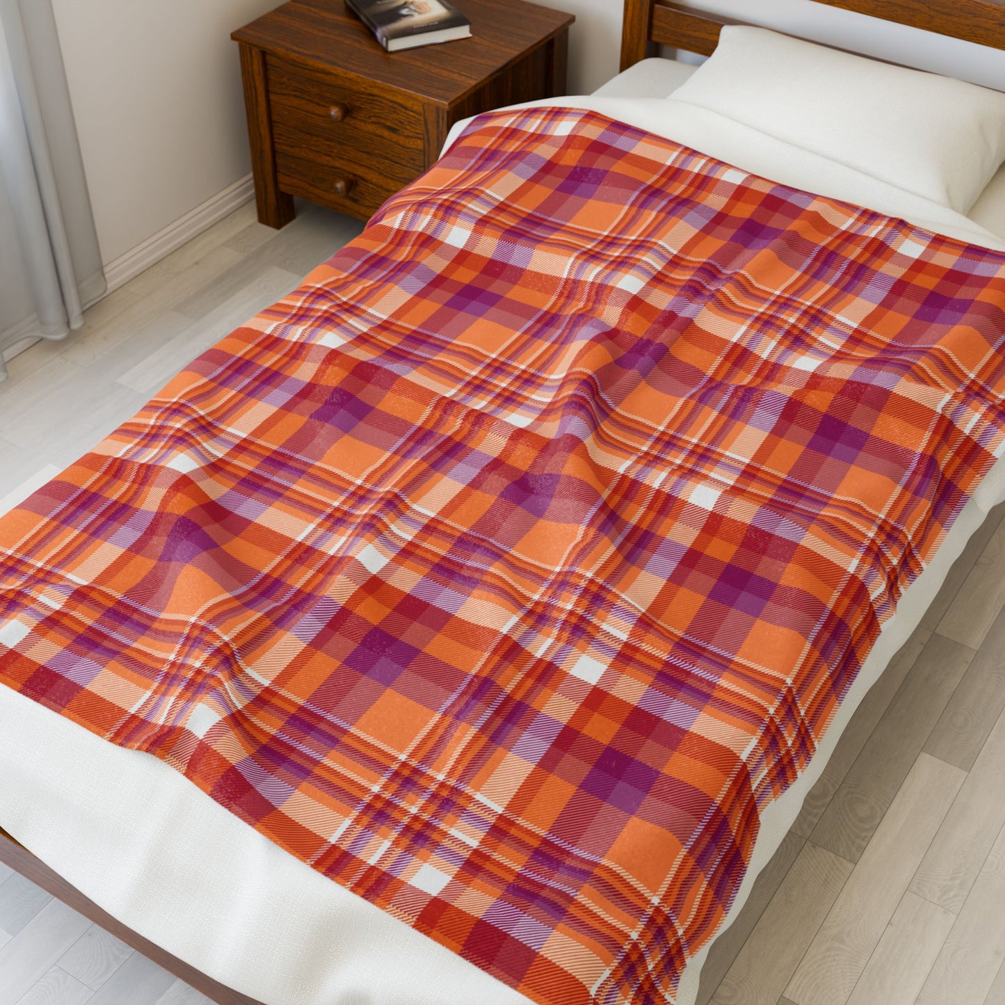 Lesbian Pride Plaid Velveteen Plush Blanket