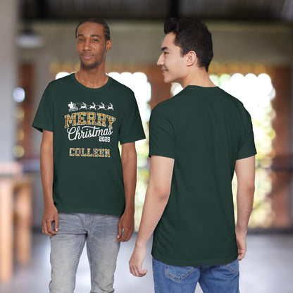 Custom Christmas Green & Gold Green Bay WI Plaid Pajama Tee Top