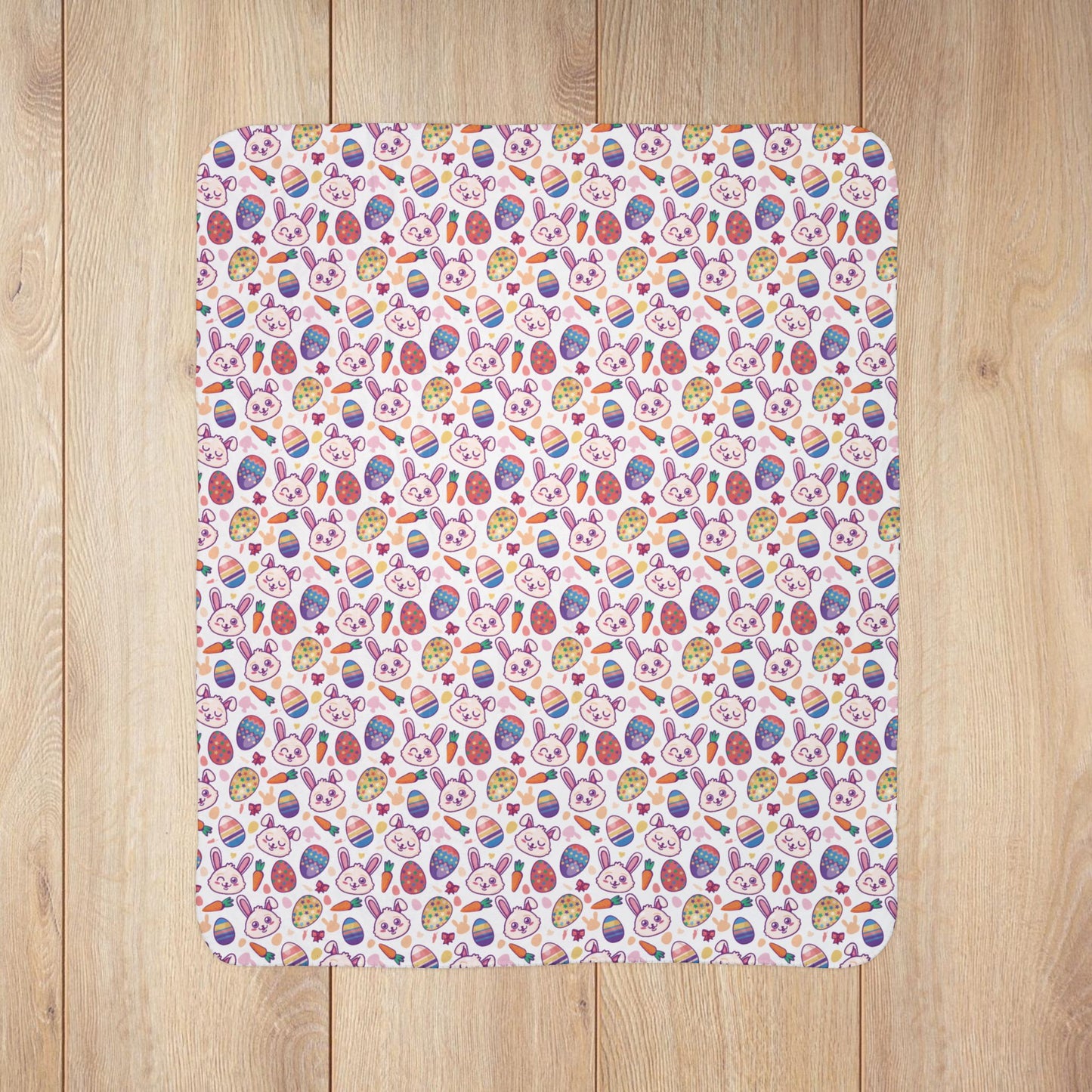 Cartoon Easter Eggs & Bunnies Fleece Sherpa Blanket