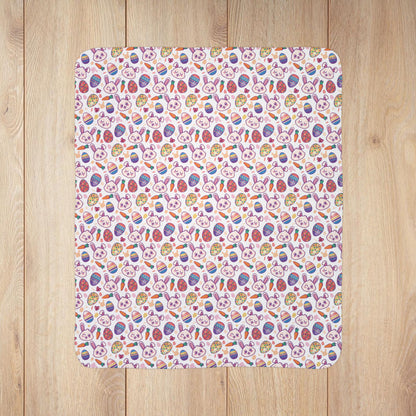 Cartoon Easter Eggs & Bunnies Fleece Sherpa Blanket