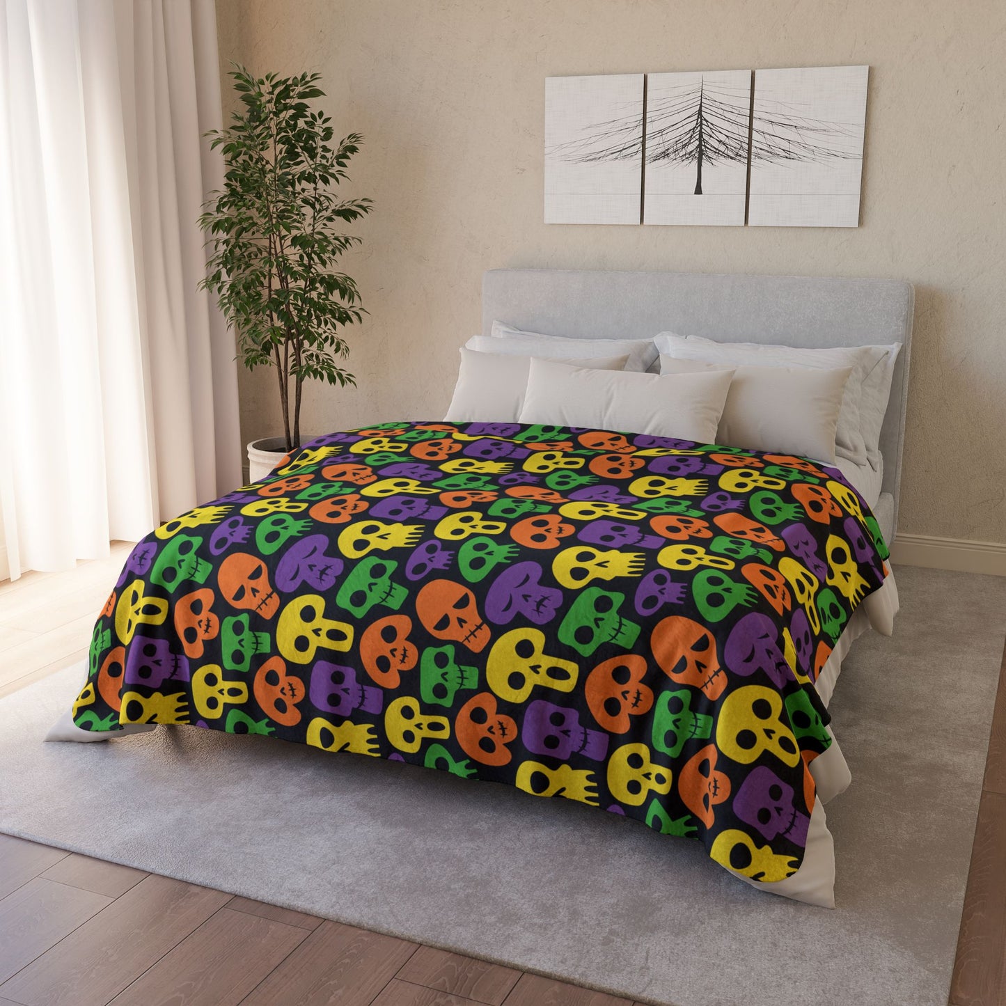 Halloween Skulls Fleece Sherpa Blanket