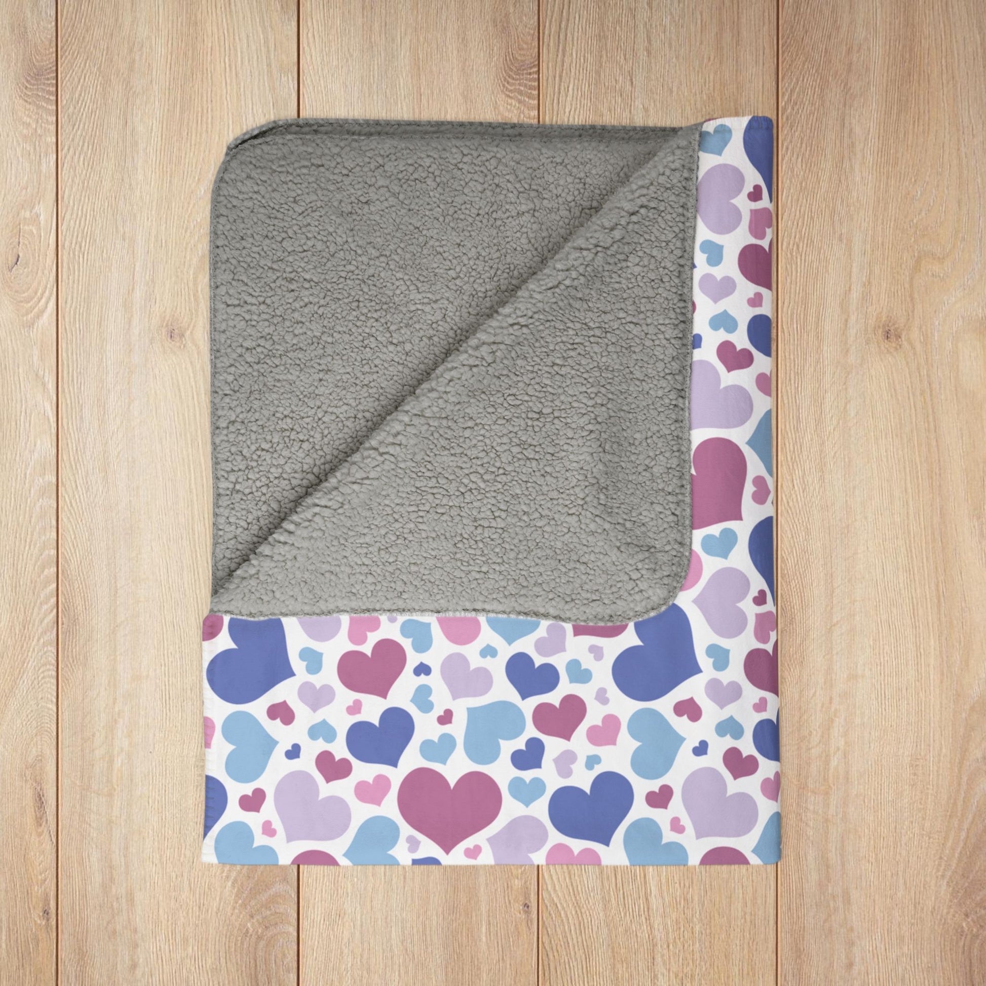 Bigender Purple Pride Valentine’s Day Hearts White Fleece Sherpa Blanket