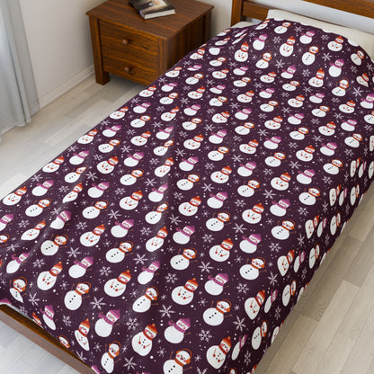 Lesbian Pride Snowmen Velveteen Plush Blanket