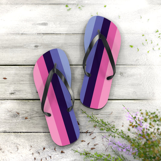 XL Black sole Omnisexual Pride Flip Flops
