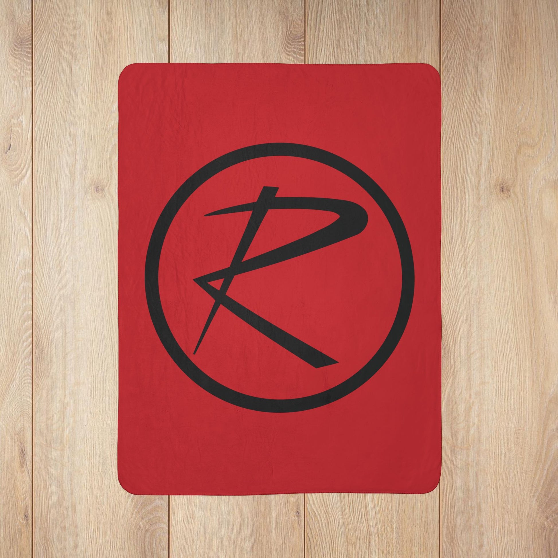 Rambler Black Logo Red Fleece Sherpa Blanket