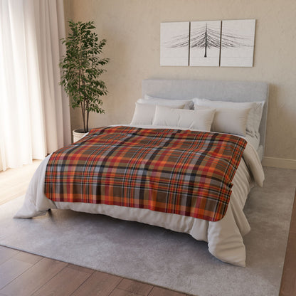 Brown & Orange Gurnee IL Plaid Fleece Sherpa Blanket