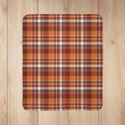 Autumn Blue Plaid Fleece Sherpa Blanket