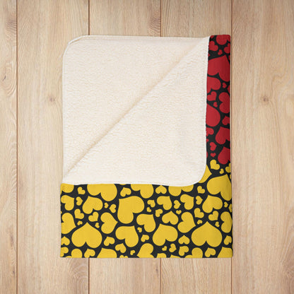 Guinea Flag Hearts Fleece Sherpa Blanket