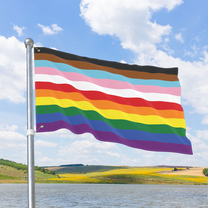 Rainbow 11-Stripe Pride for Trans and PoC Flag with Grommets