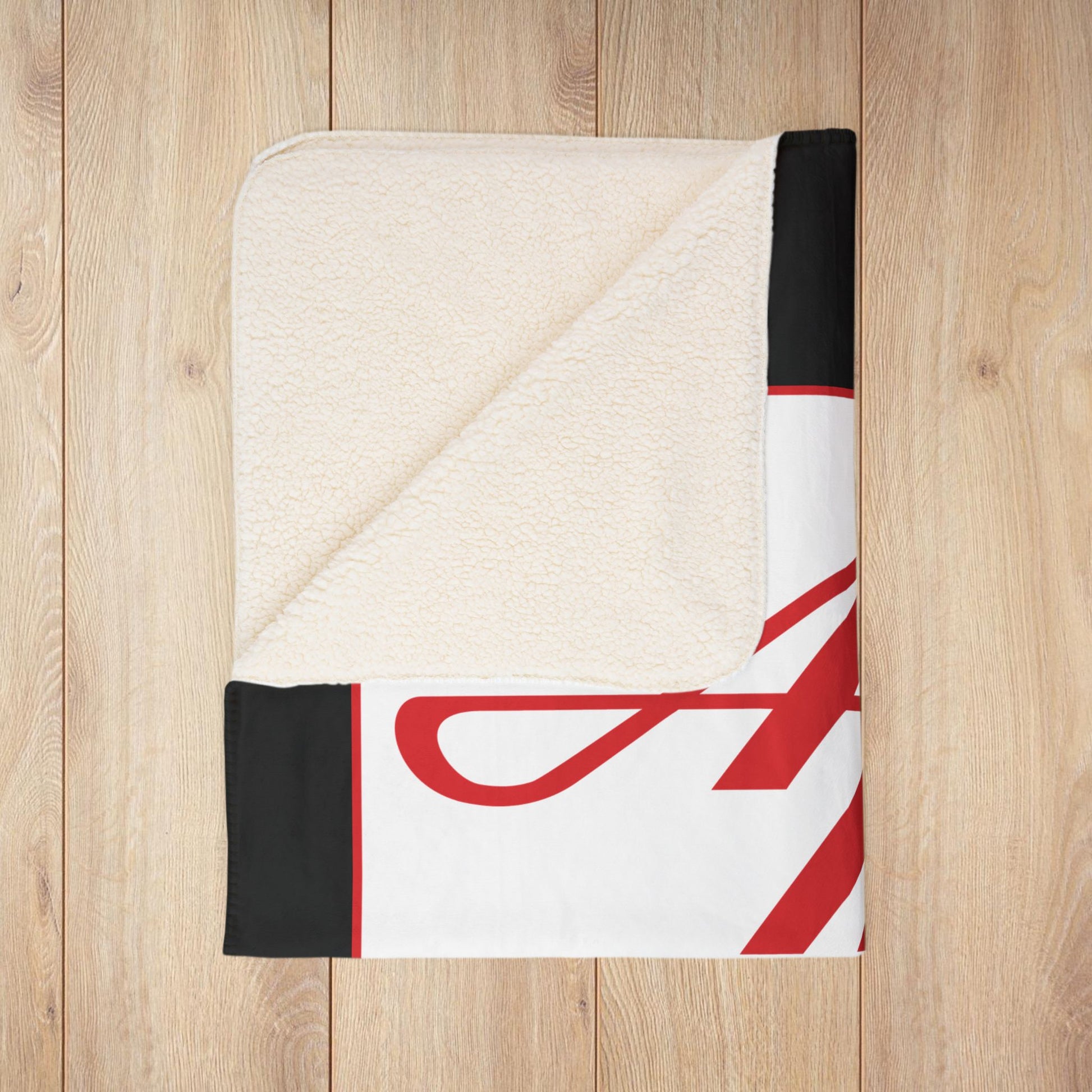 50" × 60" Beige AMC Square Logo Black Fleece Sherpa Blanket