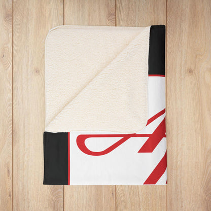 50" × 60" Beige AMC Square Logo Black Fleece Sherpa Blanket