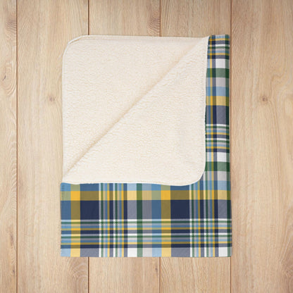 Christmas Blue & Yellow Plaid Milwaukee WI Fleece Sherpa Blanket