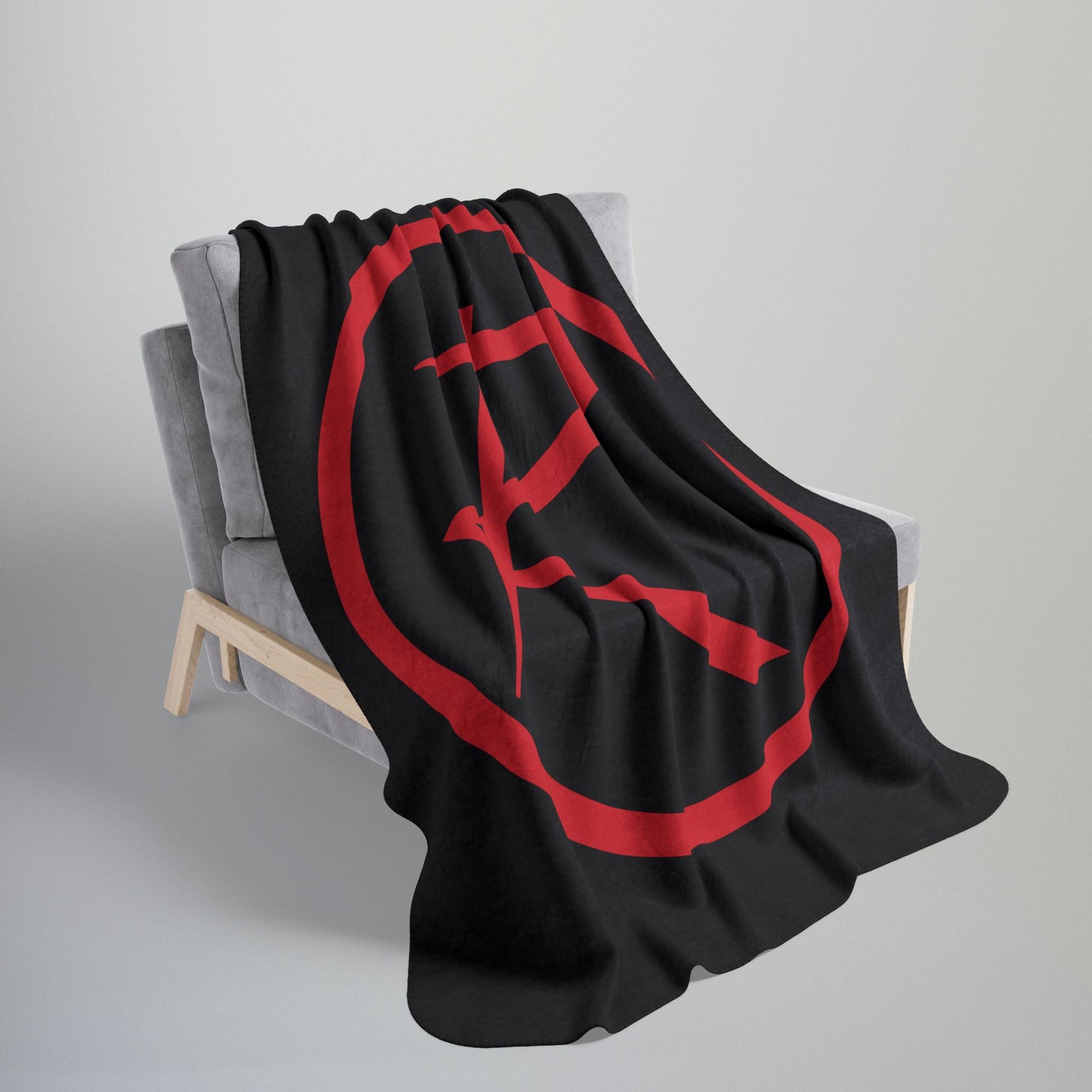 Rambler Red Logo Black Fleece Sherpa Blanket