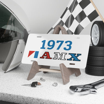 AMC Red, White & Blue AMX Logo Blue Year White Custom Vanity Plates