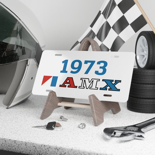 AMC Red, White & Blue AMX Logo Blue Year White Custom Vanity Plates