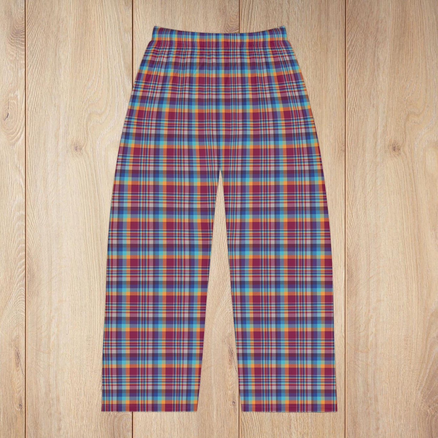 Men’s Raspberry, Blue, Teal & Purple Mason OH Plaid Pajama Pants