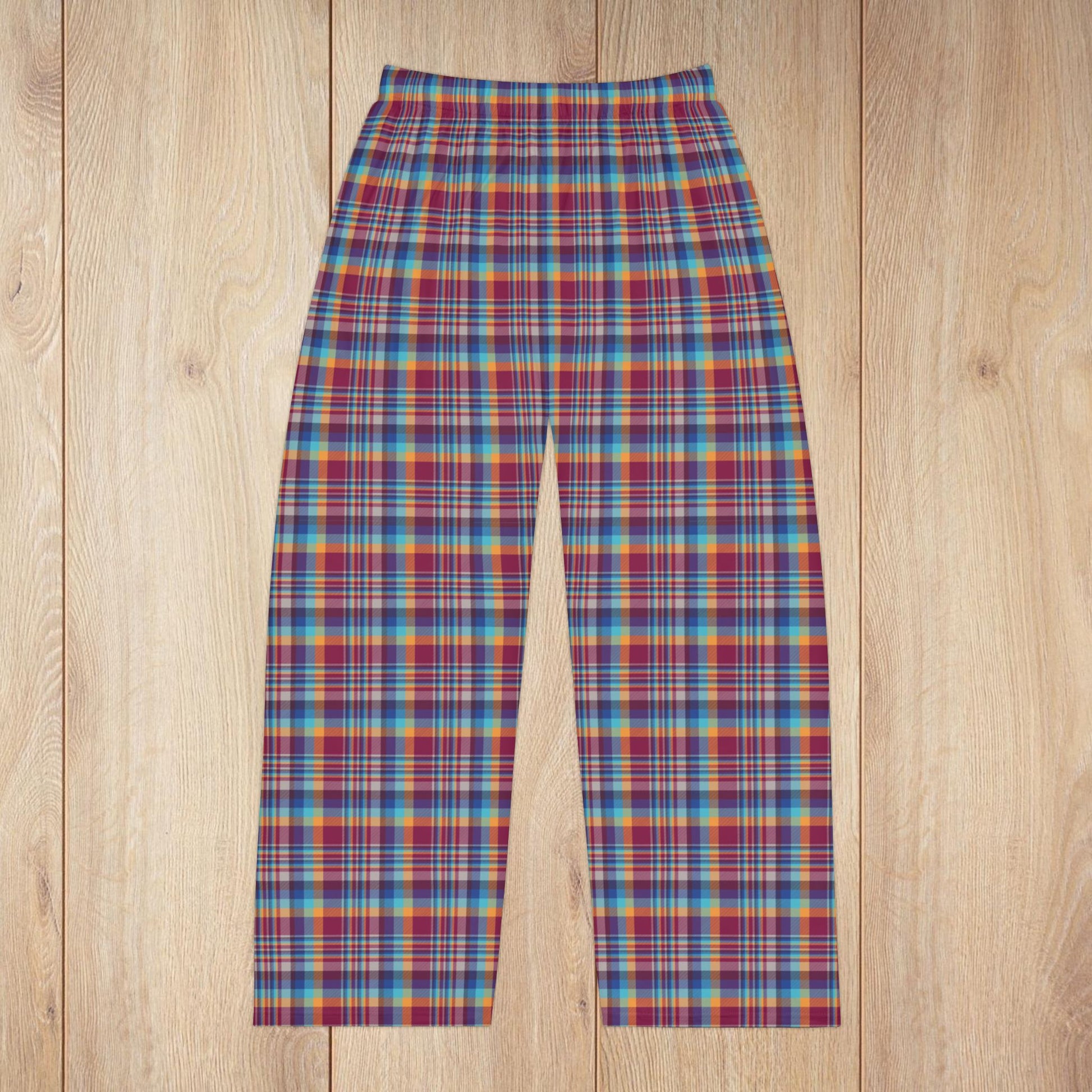 Men’s Raspberry, Blue, Teal & Purple Mason OH Plaid Pajama Pants