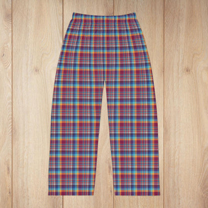 Men’s Raspberry, Blue, Teal & Purple Mason OH Plaid Pajama Pants