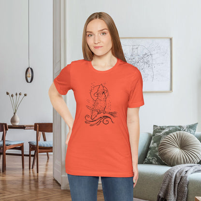 Lovebird Witch on a Broom, Line Art Tee