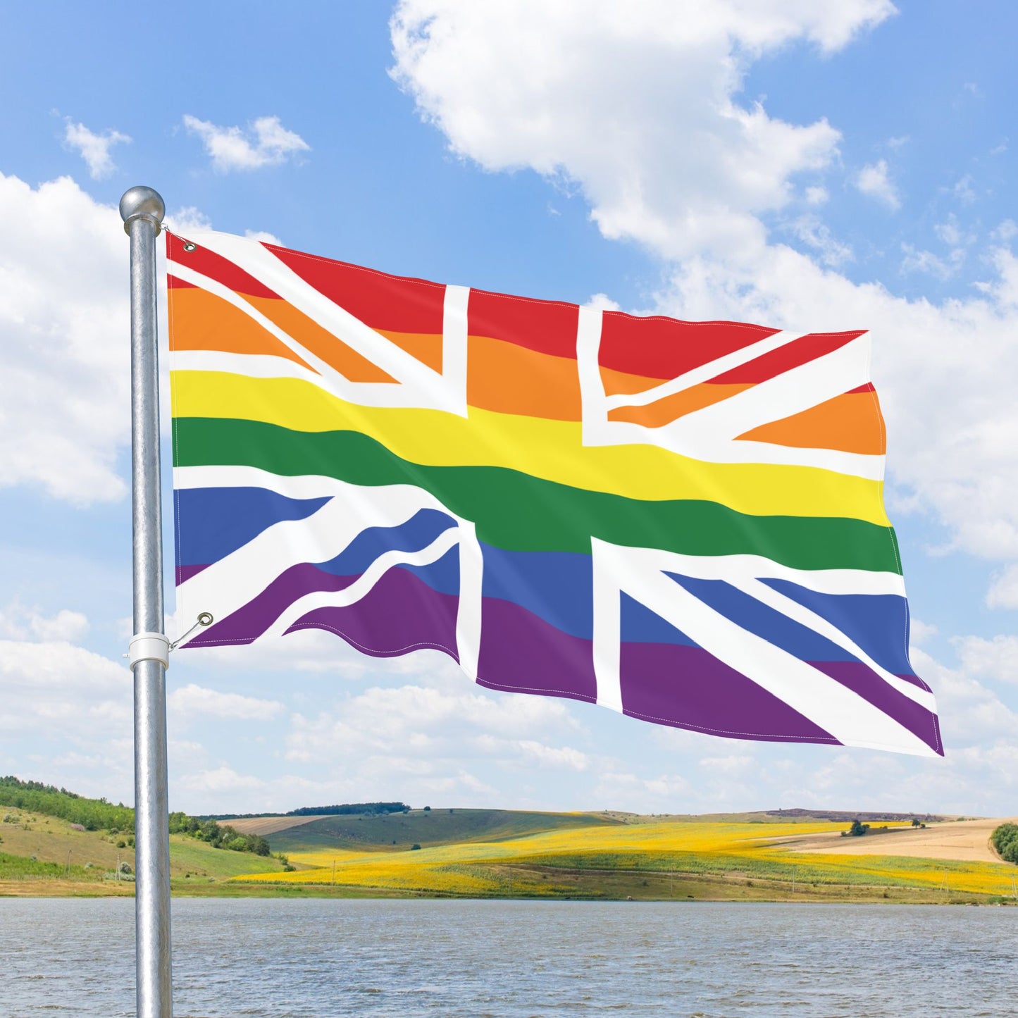 UK Rainbow Pride Flag with Grommets