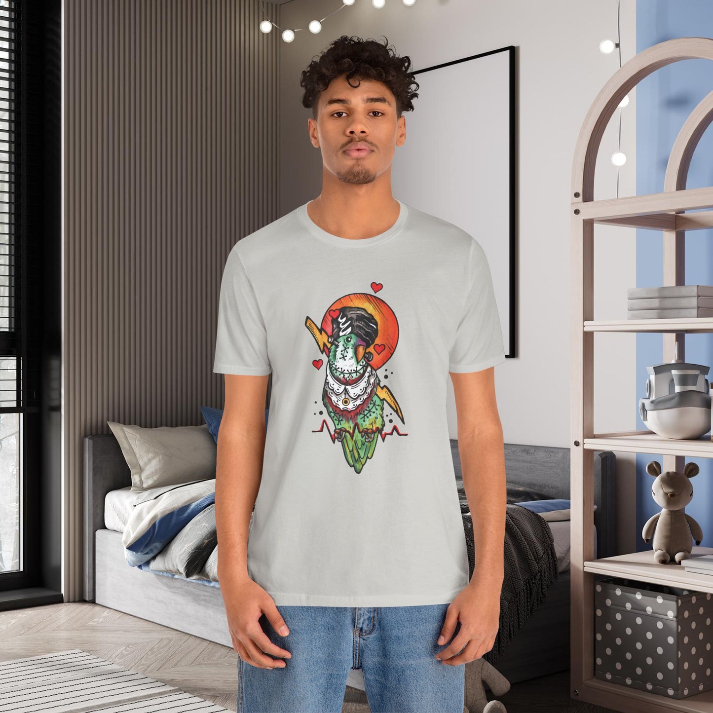 Bride of Frankenstein Lovebird, Hand-Drawn & Hand-Colored Tee