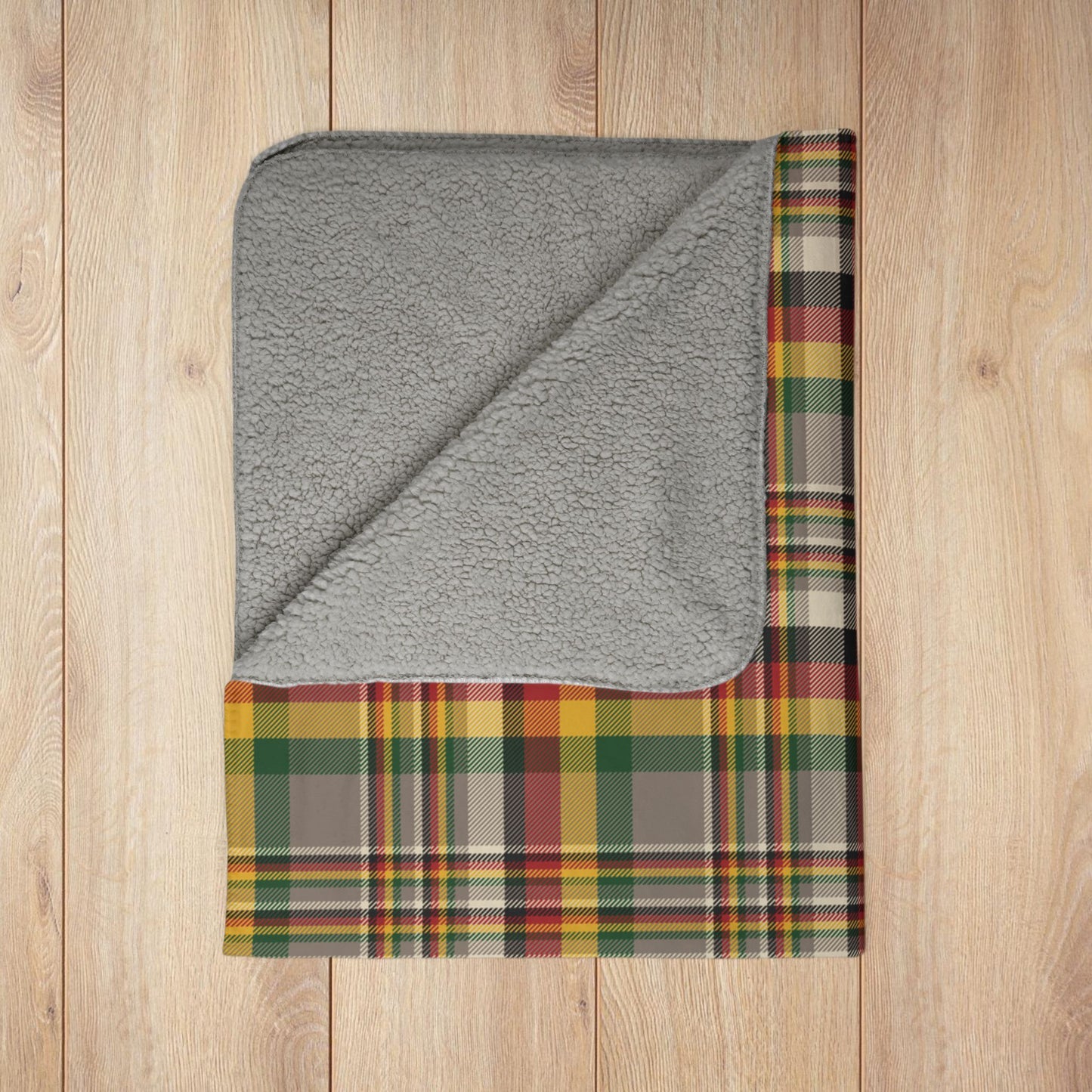 Brown & Green Gurnee IL Plaid Fleece Sherpa Blanket