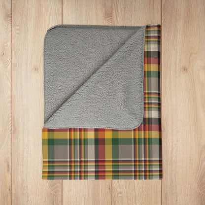 Brown & Green Gurnee IL Plaid Fleece Sherpa Blanket