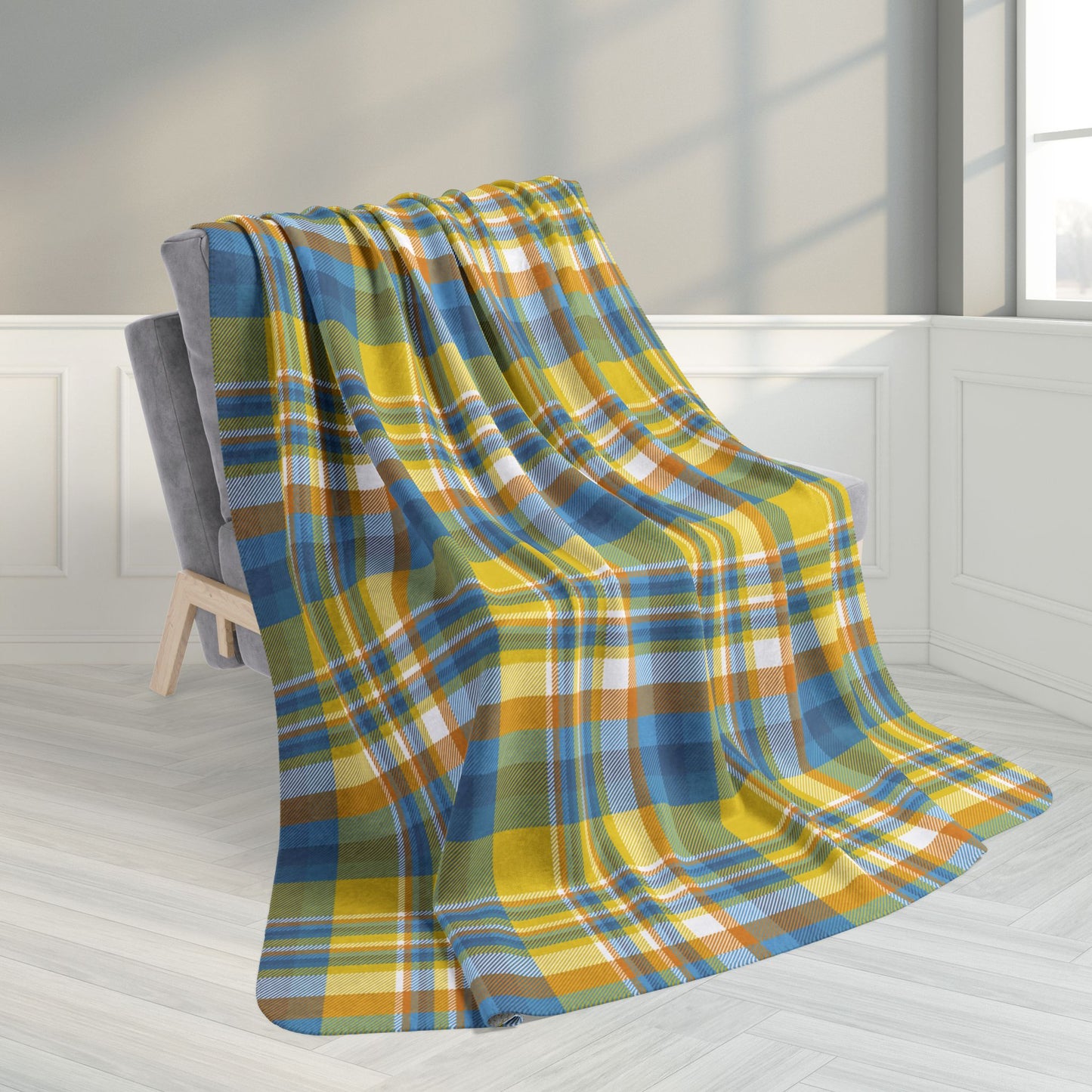 60" × 80" Grey Aroace Pride Plaid Fleece Sherpa Blanket