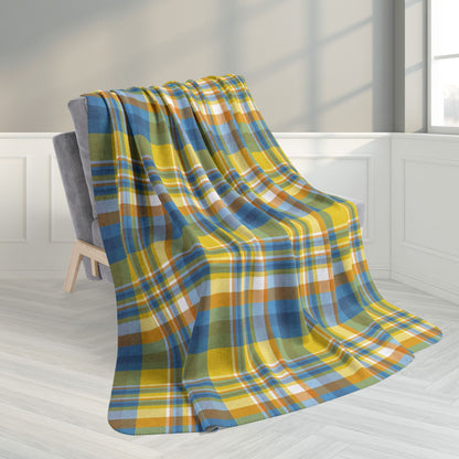 60" × 80" Grey Aroace Pride Plaid Fleece Sherpa Blanket