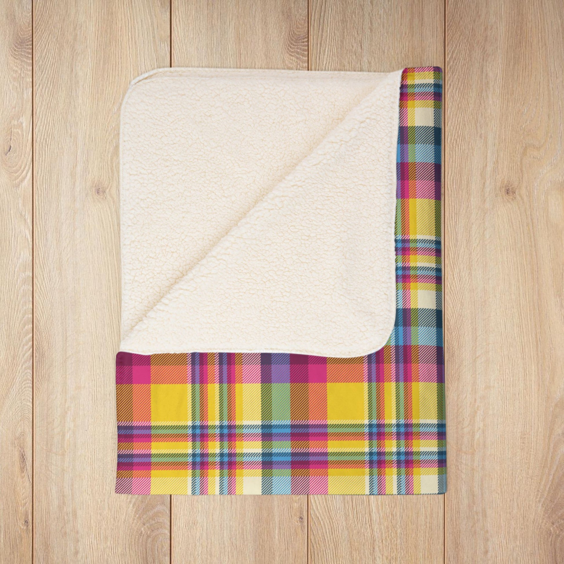 Pansexual Pride Plaid Fleece Sherpa Blanket
