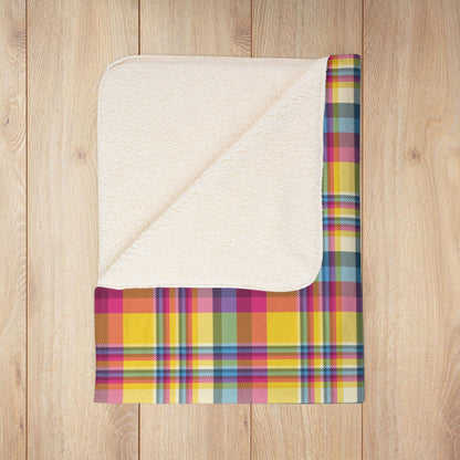 Pansexual Pride Plaid Fleece Sherpa Blanket