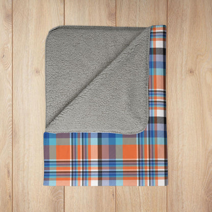 Orange & Blue Sandusky OH Plaid Fleece Sherpa Blanket