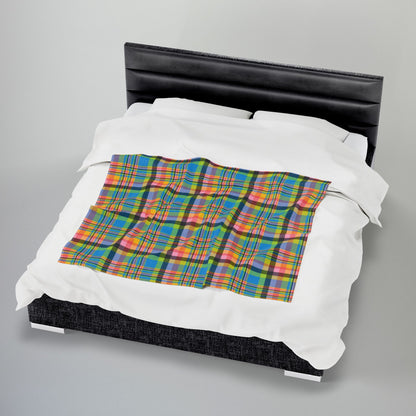 Queer Pride Plaid Velveteen Plush Blanket