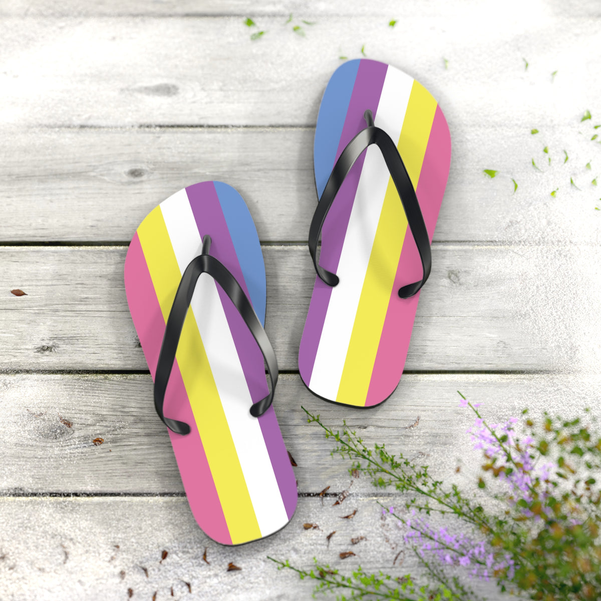 XL Black sole Bigender Pride Flip Flops