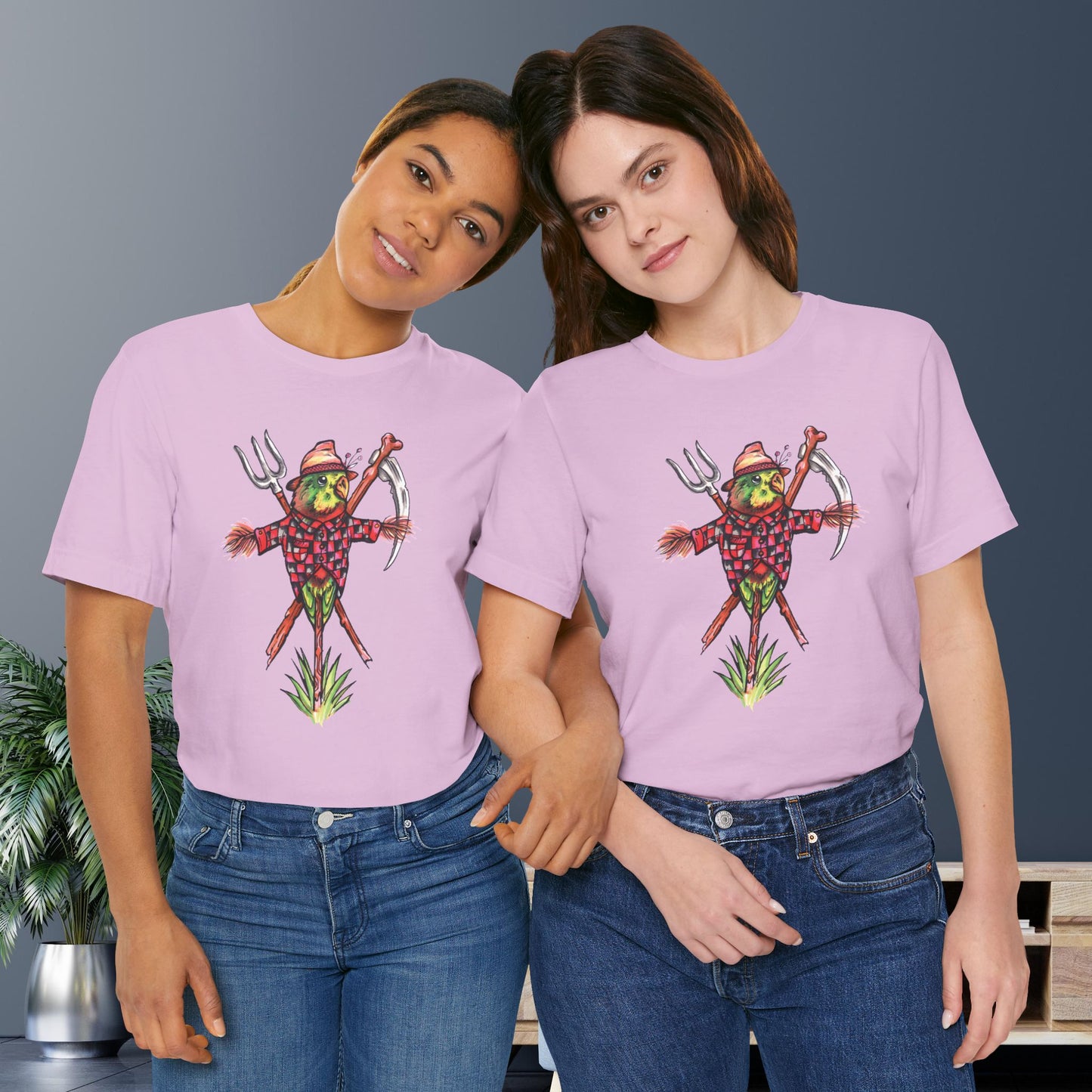 Scarecrow Lovebird, Hand-Drawn & Hand-Colored Tee