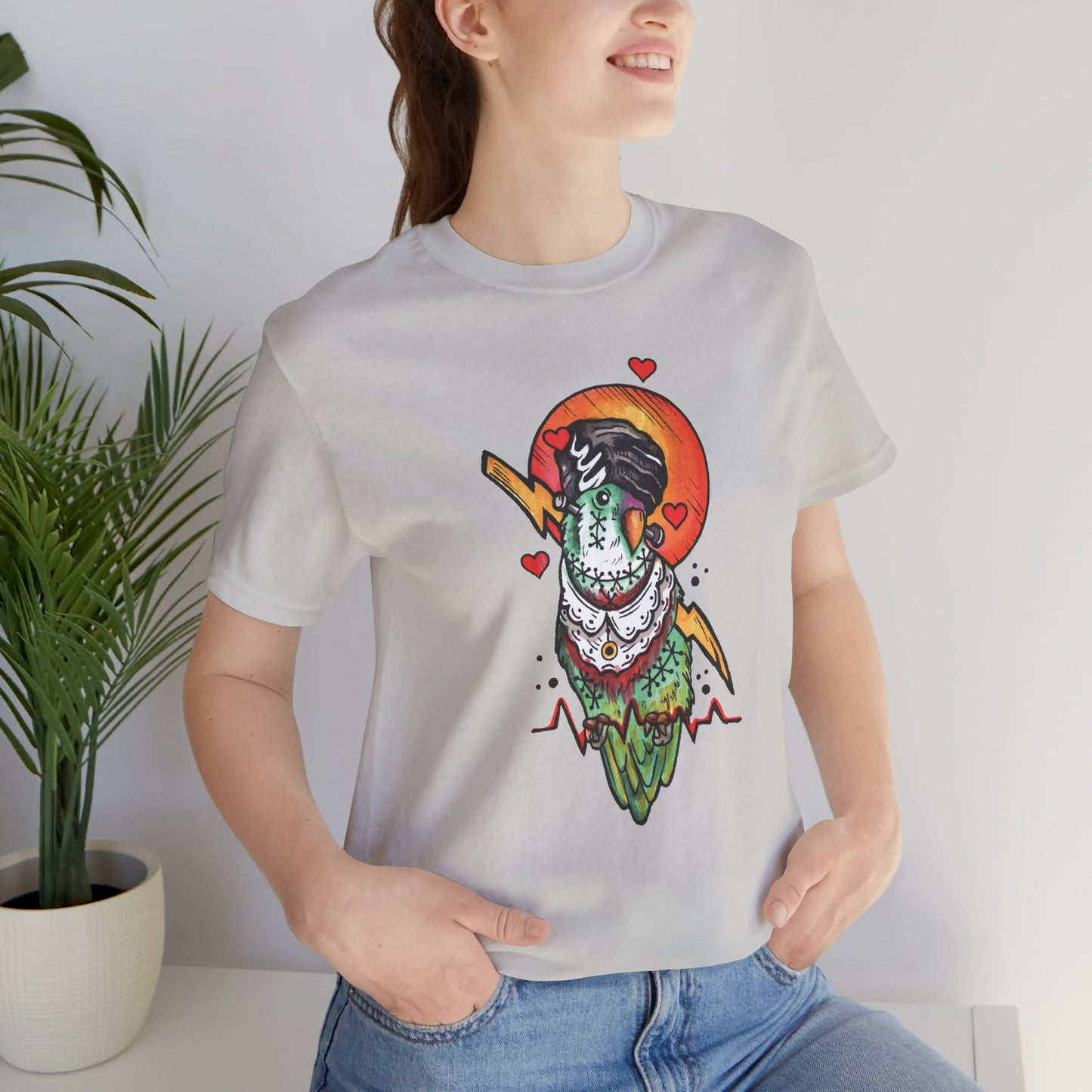 Bride of Frankenstein Lovebird, Hand-Drawn & Hand-Colored Tee