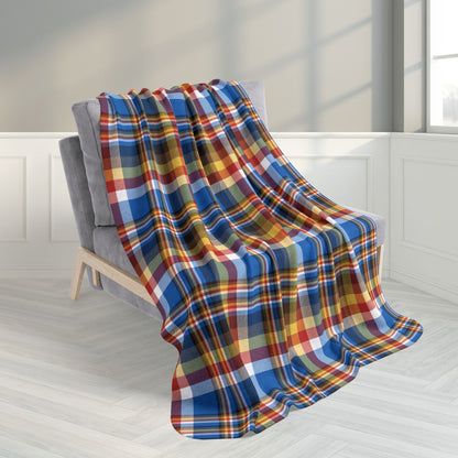 Brown, Red & Blue Sandusky OH Plaid Fleece Sherpa Blanket