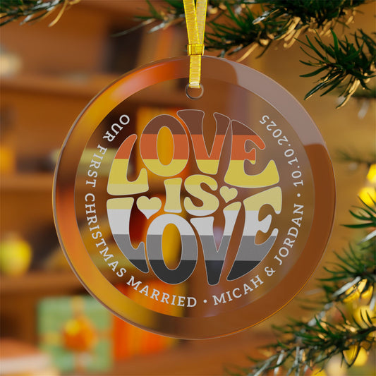 Custom Glass Love is Love Bear Pride 3.5" Circle Ornaments