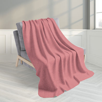 Red & White Gingham Fleece Sherpa Blanket