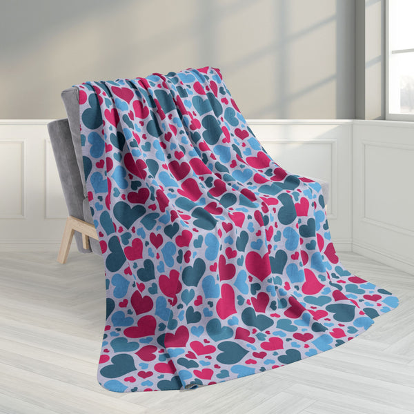 60" × 80" Sapiosexual Pride Hearts Grey Fleece Sherpa Blanket