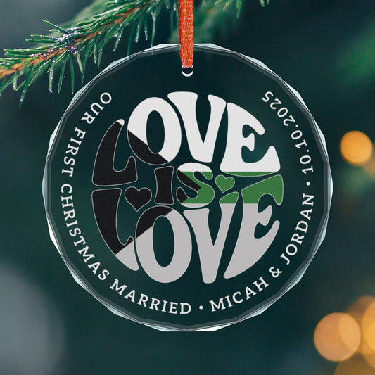 Round One size Custom Crystal Love is Love Demiromantic Pride 3" Circle Ornament