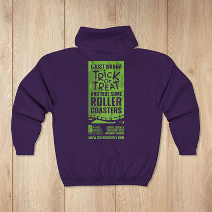 I Just Wanna Trick-or-Treat & Roller Coasters Zip Hoodie • Irvine Ondrey Engineering