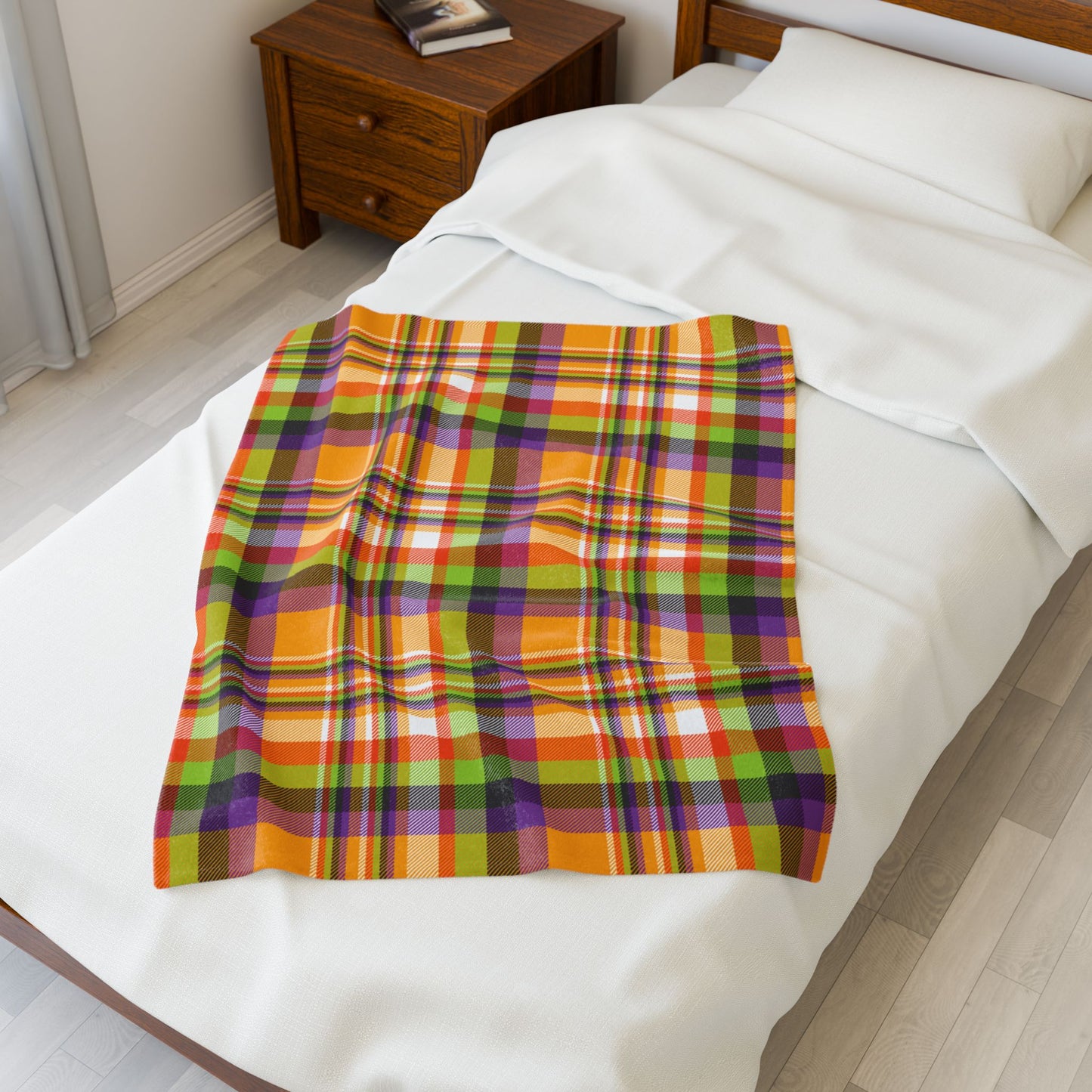 Halloween Colors Plaid Velveteen Plush Blanket