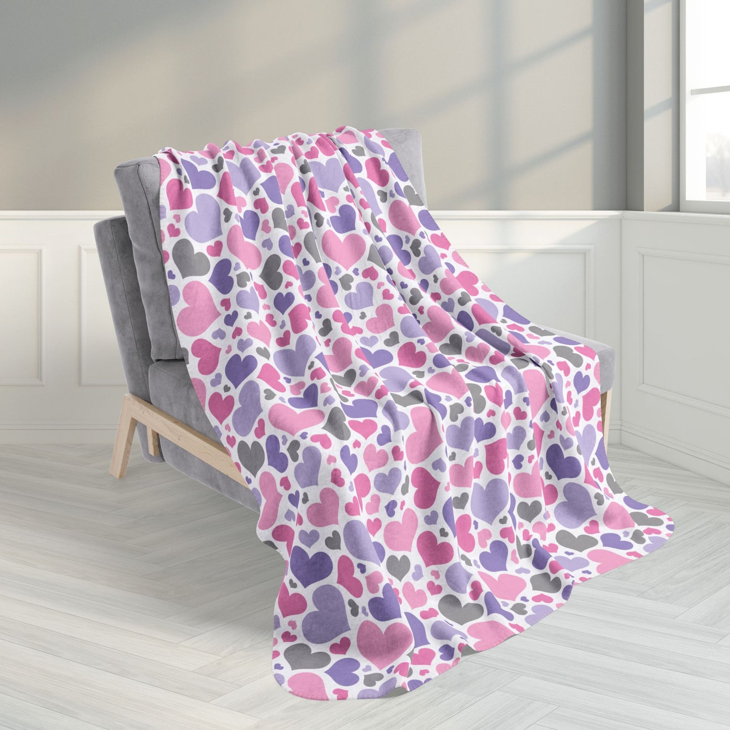 50" × 60" Cupiosexual Pride Valentine’s Day Hearts White Fleece Sherpa Blanket